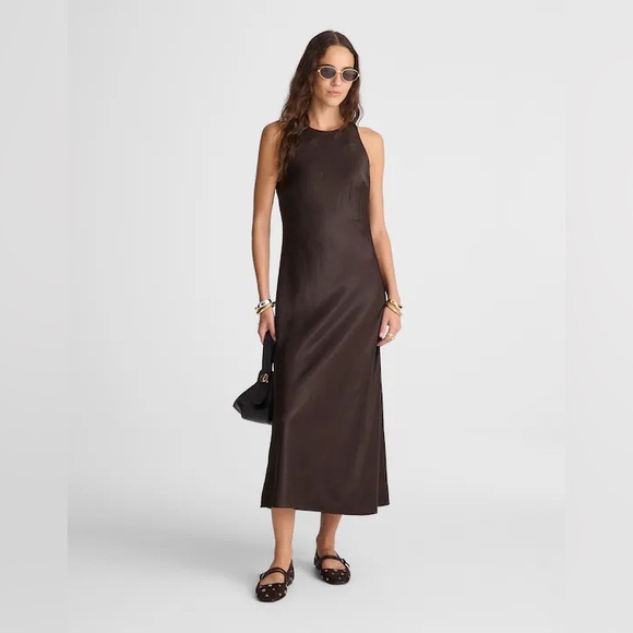 NWT Madewell Chocolate Brown Petite Sleeveless Midi Dress - Picture 2 of 10